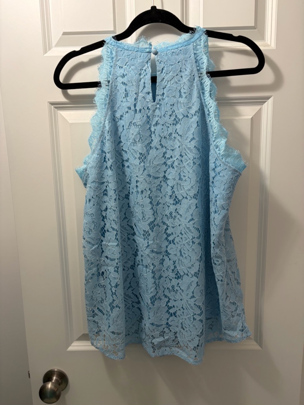 J. Adler Delicate Sky Blue Lace Sleeveless Top - Picture 2 of 5